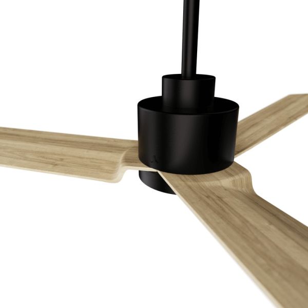 Ventilateur de plafond à LED Anne noire avec pales en bois léger DC pour les grands espaces détail