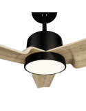 Ventilador de Techo LED Anne negro con palas de madera clara DC para espacios amplios detalle luz