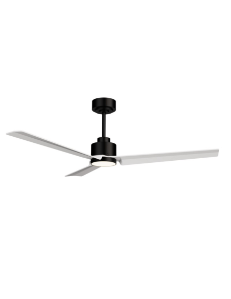 Ventilateur de plafond Anne LED, noir avec pales blanches, CC, pour grands espaces