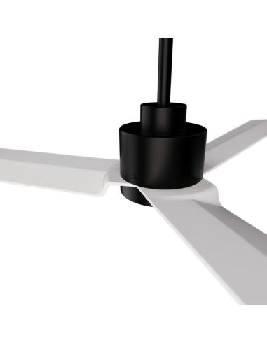 Ventilateur de plafond Anne LED, noir avec pales blanches, CC, pour grands espaces (détails)