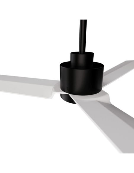 Ventoinha de teto Anne LED, preto com pás brancas, DC, para espaços amplos (detalhes)