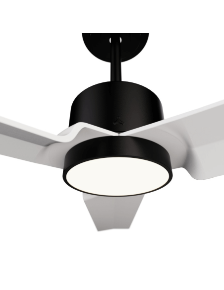 Ventilador de Techo LED Anne negro con palas blancas DC para espacios amplios detalle luz
