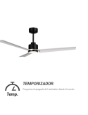 Ventilador de Techo LED Anne negro con palas blancas DC para espacios amplios temporizador