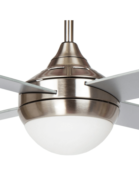 Ventilador de teto LED Baloo níquel pás reversíveis cinza claro/escuro E27 detalhe
