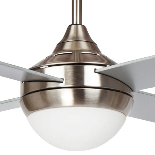 Ventilateur de plafond LED Baloo nickel pales réversibles gris clair/foncé E27 détail