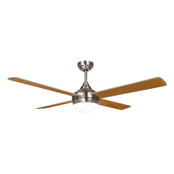 Ventilador de teto LED Baloo lâminas reversíveis de níquel madeira escura E27