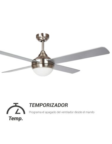 Ventilador de teto LED Baloo níquel pás reversíveis cinza claro/escuro E27 temporizador