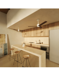 Ventilateur de plafond blanc Anne LED avec pales DC en bois foncé pour les grands espaces 2