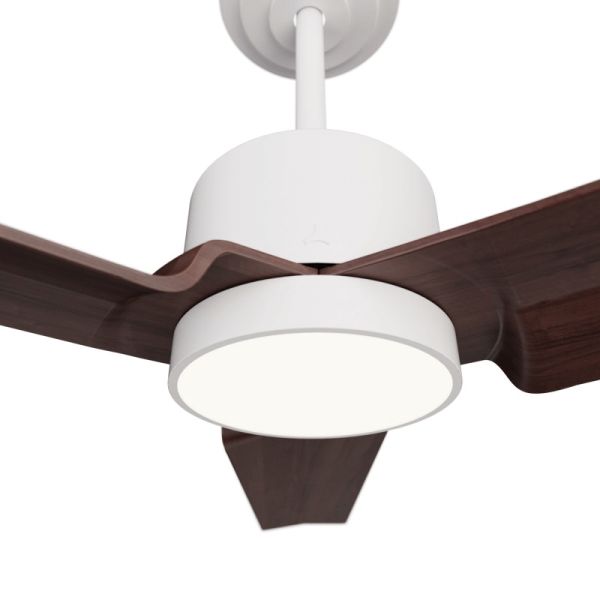 Ventilador de Techo LED Anne blanco con palas madera oscura DC para espacios amplios detalle luz