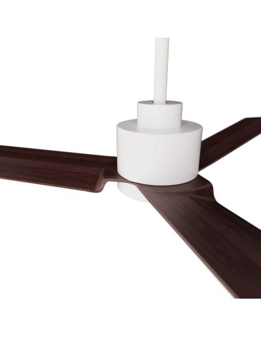Ventilador de teto branco Anne LED com lâminas de madeira escura DC para detalhes em grandes espaços