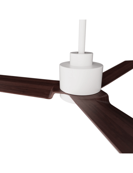 Ventilateur de plafond blanc Anne LED avec pales en bois foncé DC pour les grands espaces détail