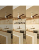 Ventilador de Techo LED Anne blanco con palas madera oscura DC para espacios amplios luz regulable