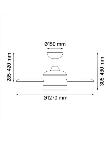 Ventilador de teto branco Anne LED com lâminas de madeira escura DC para medições de grandes espaços