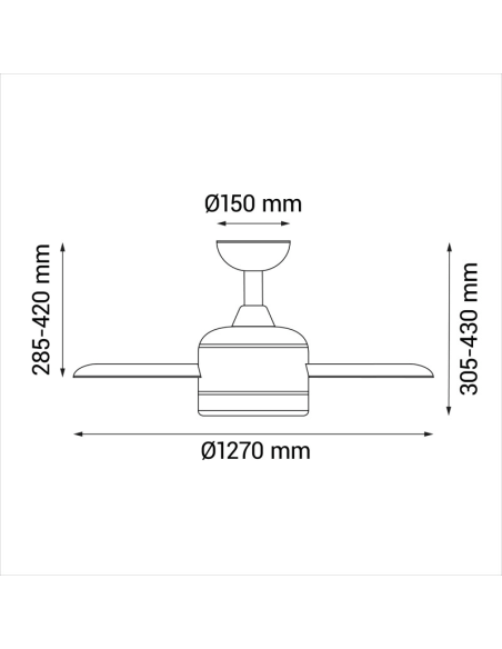 Ventilador de teto branco Anne LED com lâminas de madeira escura DC para medições de grandes espaços