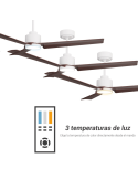 Ventilateur de plafond blanc Anne LED avec pales en bois foncé DC pour les grands espaces température de la lumière