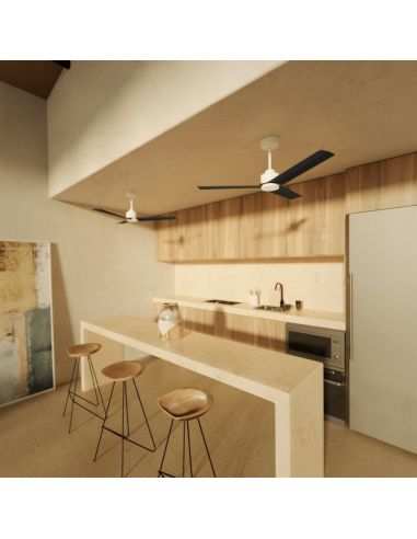 Ventilador de Techo LED Anne blanco con palas negras DC para espacios amplios ambiente