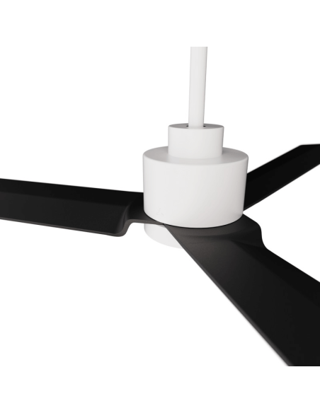 Ventilador de teto LED branco Anne com pás DC pretas para detalhes em grandes espaços