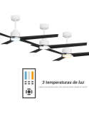Ventilador de Techo LED Anne blanco con palas negras DC para espacios amplios temperaturas de luz