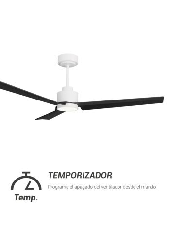 Ventilador de Techo LED Anne blanco con palas negras DC para espacios amplios temporizador