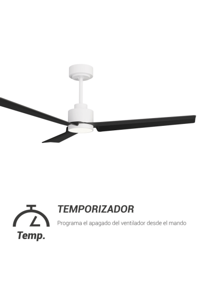 Ventilador de Techo LED Anne blanco con palas negras DC para espacios amplios temporizador