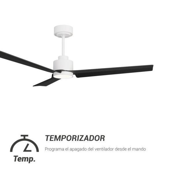 Ventilador de Techo LED Anne blanco con palas negras DC para espacios amplios temporizador
