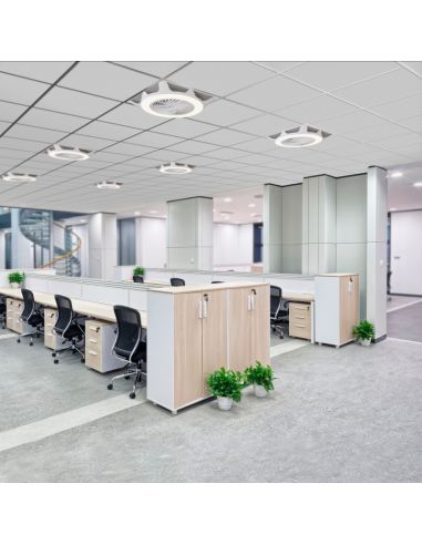 Ventilateur de plafond LED réglable UFO Armstrong pour plafonds modulaires environnement DC