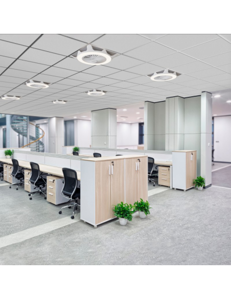 Ventilateur de plafond LED réglable UFO Armstrong pour plafonds modulaires environnement DC