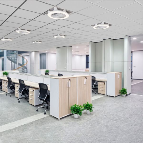 Ventilateur de plafond LED réglable UFO Armstrong pour plafonds modulaires environnement DC