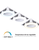 UFO Armstrong Ventilateur de plafond LED réglable pour plafonds modulaires Température réglable DC