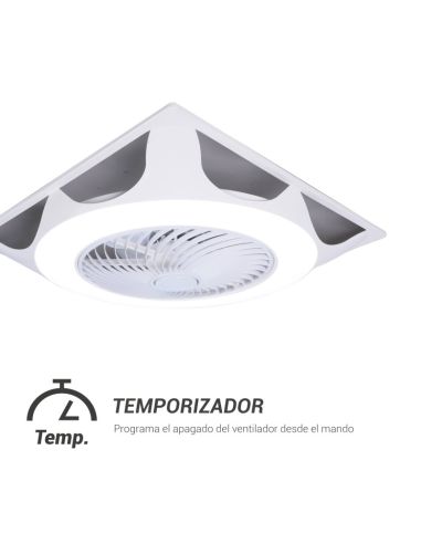 Ventilador de teto LED ajustável UFO Armstrong para tetos modulares DC timer