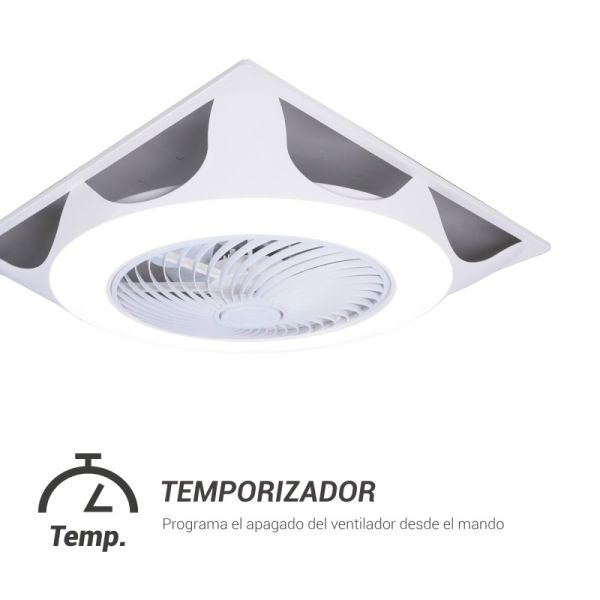 UFO Armstrong Ventilateur de plafond LED ajustable pour plafonds modulaires Minuterie CC