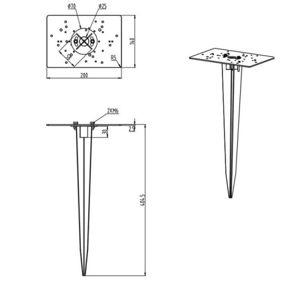 Dimensions Piquet universel pour l'installation de luminaires de jardin EARTH SPIKE – 9960-07 Trio Lighting | leonleds