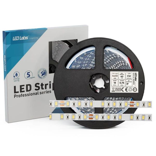 Tira LED para exterior potente 18W/m 24V IP65 5 Metros 5630 1.620Lm/w | LeonLeds