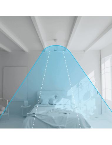 Ventilateur de plafond LED blanc Anne avec pales en bois clair DC pour grands espaces avec flux d'air