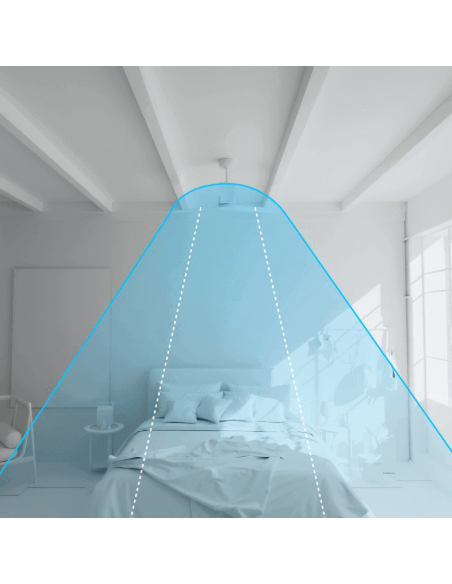 Ventilateur de plafond LED blanc Anne avec pales en bois clair DC pour grands espaces avec flux d'air