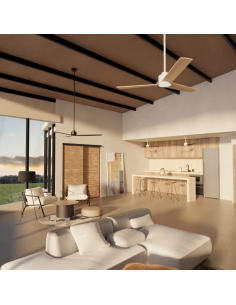 Ventilateur de plafond blanc Anne LED avec pales en bois clair DC pour les grands espaces 2
