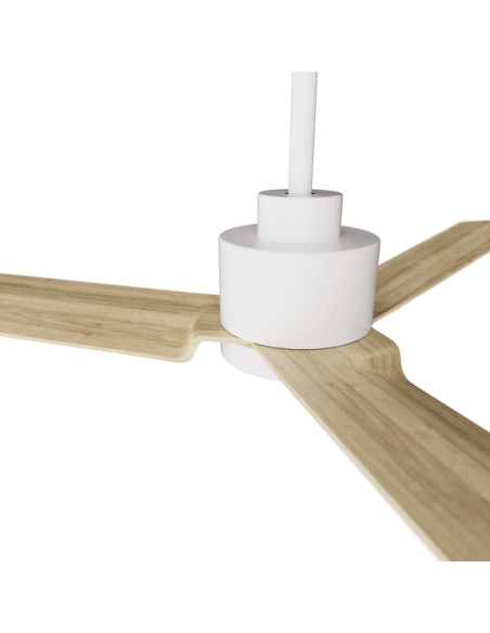 Ventilateur de plafond blanc Anne LED avec pales en bois léger DC pour les grands espaces détail