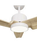 Ventilador de Techo LED Anne blanco con palas madera clara DC para espacios amplios detalle luz