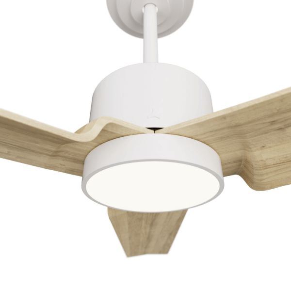 Ventilador de Techo LED Anne blanco con palas madera clara DC para espacios amplios detalle luz