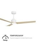 Ventilateur de plafond blanc Anne LED avec pales en bois clair DC pour grands espaces avec minuterie