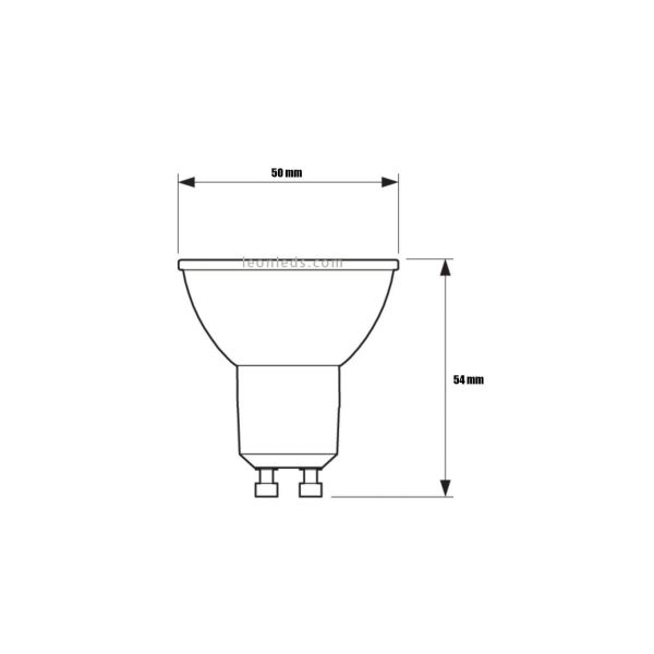 Medidas Lâmpada LED GU10 Regulável 6,2W - 80W CRI90 36º Regulável WarmGlow 2.200K-2.700K Philips | leonleds