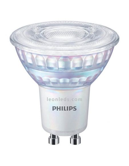 Bombilla LED GU10 Regulable 6,2W - 80W CRI90 36º Regulable WarmGlow 2.200K-2.700K Philips | LeonLeds