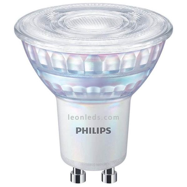 Lâmpada LED GU10 Regulável 6,2W - 80W CRI90 36º Regulável WarmGlow 2.200K-2.700K Philips | leonleds