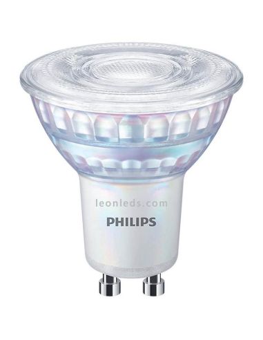 Bombilla LED GU10 Regulable 3,8W - 50W CRI90 36º Regulable WarmGlow 2.200K-2.700K Philips | LeonLeds