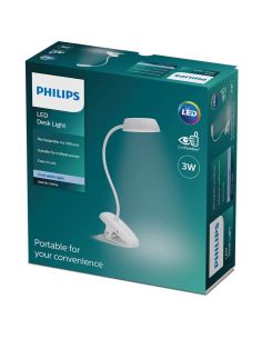 Flexo LED recargable Blanco con pinza Donutclip 3W 4000K DSK201 Philips | LeonLeds