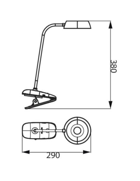 Dimensões Gooseneck LED recarregável rosa com Donutclip 3W 4000K DSK201 Philips | leonleds