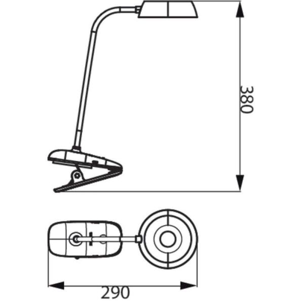 Dimensiones Flexo LED recargable  Rosa con pinza Donutclip 3W 4000K DSK201 Philips | LeonLeds