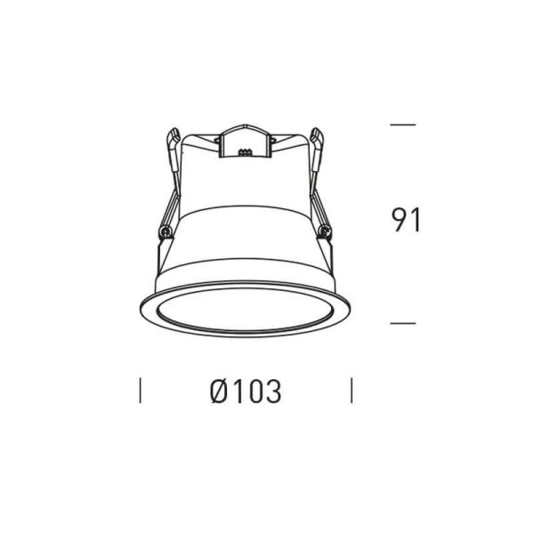 Dimensiones Foco empotrable LED 9W - 80W Cambio color CCT Switch UGR 19 Triac Libertad 9 Negro | LeonLeds