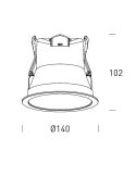 Dimensiones Foco empotrable LED potente 12W - 90W Cambio color CCT Switch UGR 19 Triac Libertad 12 HoffLight | LeonLeds
