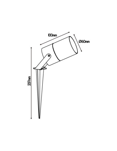 Piqueta exterior GU10 IP65 Quebec negro medidas